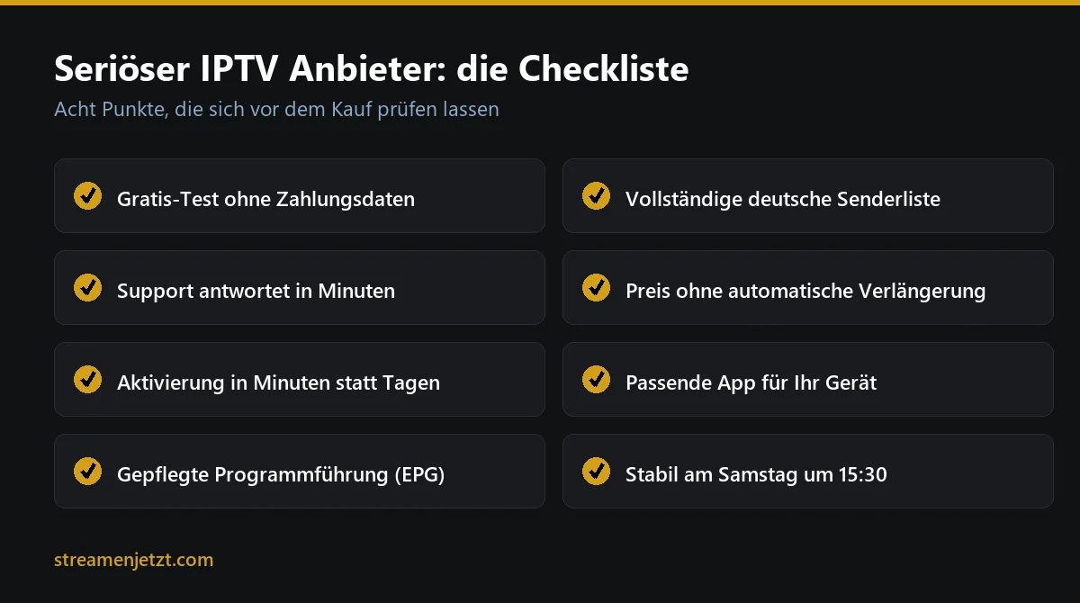 IPTV Anbieter Vergleich Checkliste mit acht Prüfpunkten vor dem Kauf
